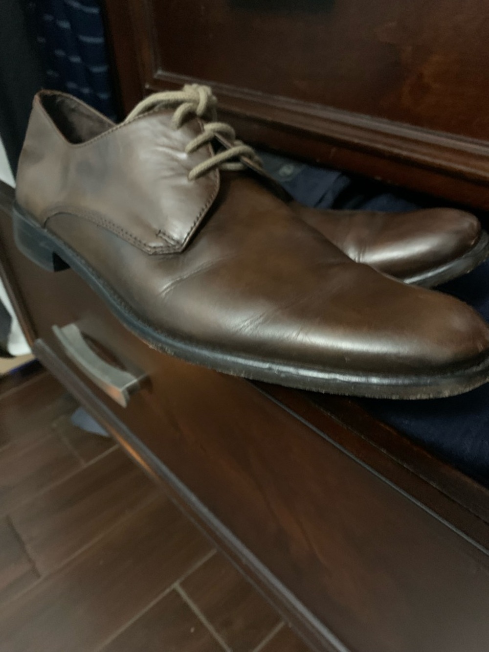 John Varvatos Brown Leather Oxfords